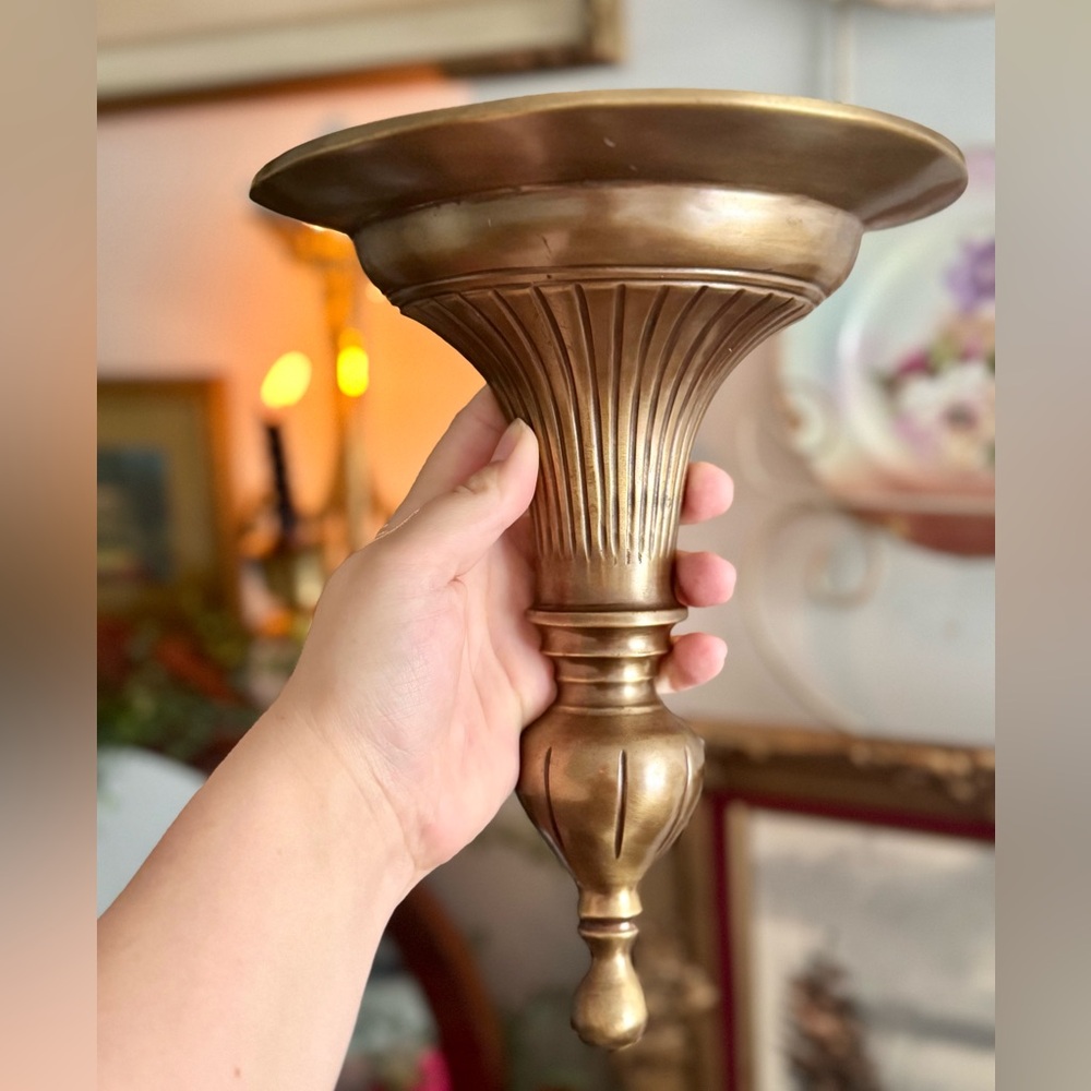 Mid-Century Brass Wall Shelf / Sconce (1950s–60s)